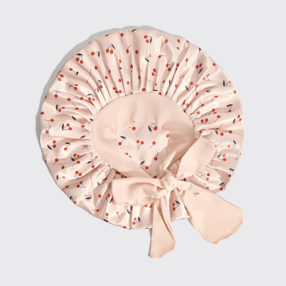 Adjustable Oversized Satin Bonnet - Cherry