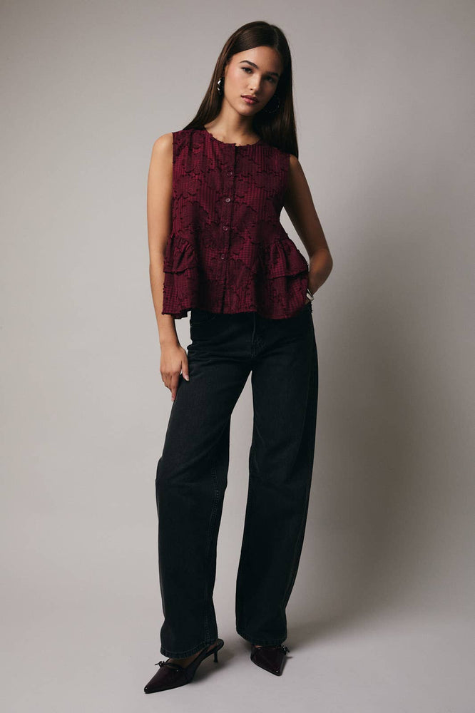 Cranberry Season Button Down Blouse